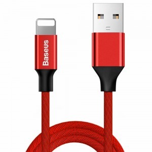 Baseus Yiven Nylon harisnyázott USB/ Lightning kábel 2A 1.8m piros (CALYW-A09)