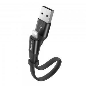Baseus Nimble lapos USB / Lightning kábel 2A 23Cm fekete (CALMBJ-B01)