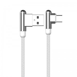 KAKU Zinc Alloy USB - USB Type-C kábel 90° döntött 3.2A 1.2m fehér (KSC-125)