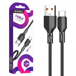 KAKU Aluminium Alloy USB - USB Type-C kábel 3.2A 1.2m fekete (KSC-452)