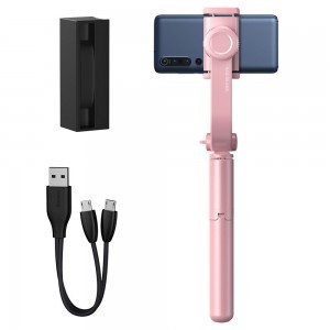 Baseus Uniaxial gimbal selfie bot és teleszkópos tripod állvány bluetooth kioldóval pink (SULH-04)