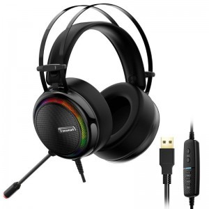 Tronsmart Glary Gamer RGB vezetékes fejhallgató USB csatlakozóval és mikrofonnal fekete (333620)