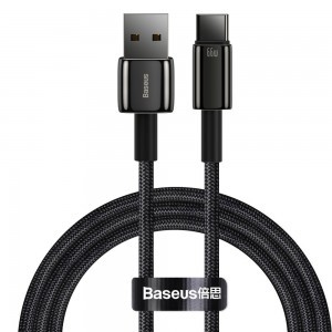 Baseus Tungsten USB - USB Type-C kábel 66W (11V / 6A) Quick Charge AFC FCP SCP 1m fekete (CATWJ-B01)