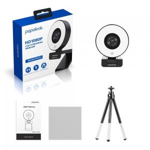 Papalook Full HD 1080p webkamera mikrofonnal  + mini tripod fekete (PA552)
