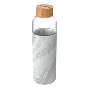 Quokka Flow üveg kulacs szilikon borítással 660 ml White stone