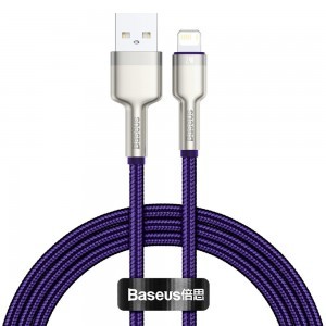 Baseus Cafule Metal nylon harisnyázott USB/ Lightning kábel 2.4A 1m lila (CALJK-A05)