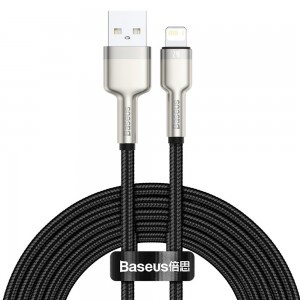 Baseus Cafule Metal nylon harisnyázott USB/ Lightning kábel 2.4A 2m fekete (CALJK-B01)
