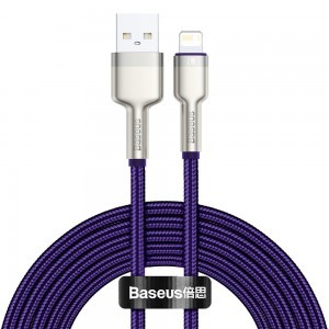 Baseus Cafule Metal nylon harisnyázott USB/ Lightning kábel 2.4A 2m lila (CALJK-B05)