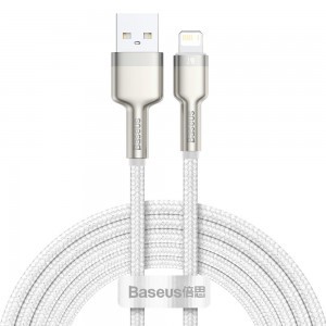 Baseus Cafule Metal nylon harisnyázott USB/ Lightning kábel 2.4A 2m fehér (CALJK-B02)