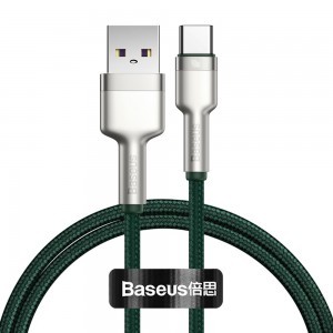 Baseus Cafule Metal nylon harisnyázott USB/ USB Type-C (10V / 4A) SCP kábel 40W 1m zöld (CATJK-A06)