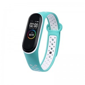Szilikon Xiaomi Mi Band 5 pontozott óraszíj türkiz / fehér