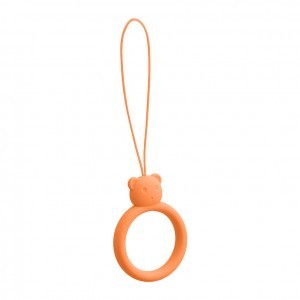 Szilikon telefon függelék kiegészítő gyűrű maci mintájú narancssárga