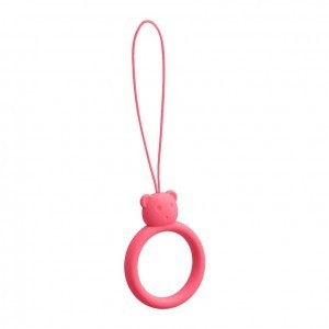 Szilikon telefon függelék kiegészítő gyűrű maci mintájú pink