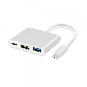 USB Type-C HUB adapter - Type-C + USB3.0 + HDMI fehér