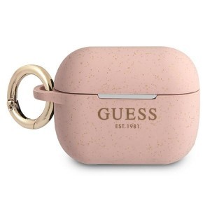 Guess GUAPSGGEP Silicone Glitter AirPods Pro 1/2 tok pink