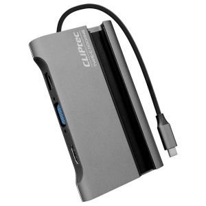 Cliptec USB HUB Adapter, USB Type-C Csatlakozással - 3xUSB 3.1 + USB Type-C + HDMI + VGA + RJ45 Aljzattal Szürke