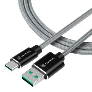 Tactical 034 Fast Rope Kevlar kábel USB-A - USB Type-C - SuperVooc 2.0 Charge 1m szürke
