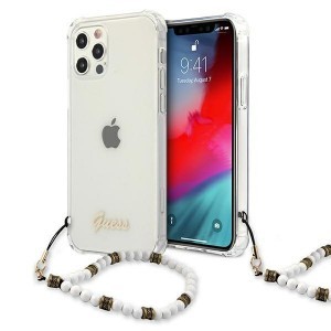 iPhone 12 Pro Max Guess GUHCP12LKPSWH White Pearl tok pánttal
