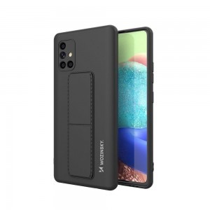 Samsung A71 Wozinsky Kickstand flexibilis szilikon tok fekete