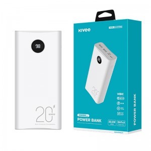 Kivee 20000mAh powerbank PD 18W USB + Micro USB + USB-C + Lightning fehér (KV-PT208D)
