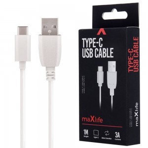 Maxlife USB - USB Type-C kábel 3A 1m fekete