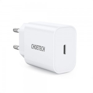 Choetech Hálózati töltő adapter 1x USB Type-C aljzattal PD 20W 3A fehér (PD5005-EU)