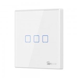 Sonoff T2EU3C-RF Három csatornás érintős villanykapcsoló Wi-Fi 433MHz Vezeték nélküli RF távirányító fehér (M0802030011)