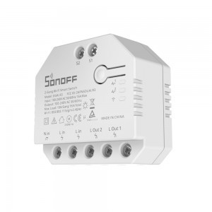 Sonoff 3 csatornás WiFi -s okos relé fogyasztásméréssel fehér (DUALR3) kétáramkörös, redőnyvezérléssel