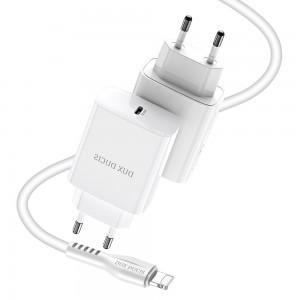 Dux Ducis Hálózati töltő adapter USB Type-C PD 20W + USB Type-C - Lightning 1m fehér