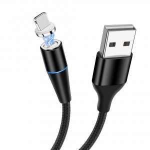 Mágneses USB - Lightning kábel 3A 1m fekete