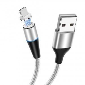 Mágneses USB - Lightning kábel 3A 1m ezüst