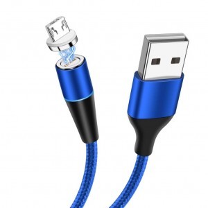Mágneses USB - Micro USB kábel 3A 1m kék