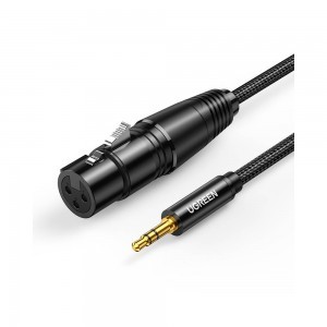 Ugreen microphone kábel XLR (bemeneti aljzat) - 3.5 mm jack (csatlakozó) 1m fekete (AV182)