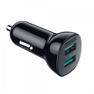 Choetech autós szivargyújtós töltő 2x USB Quick Charge 3.0 30W 2,4A fekete (C0051)