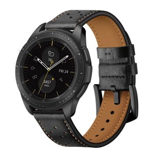 Samsung Galaxy Watch 4 40 / 42 / 44 / 46mm Tech-Protect Bőr Óraszíj Fekete