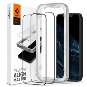 iPhone 13 / 13 Pro Spigen Alm Glass FC 2x üvegfólia fekete (AGL03387)