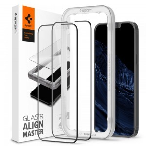 iPhone 13 Pro Max Spigen Alm Glass FC 2x üvegfólia fekete (AGL03377)
