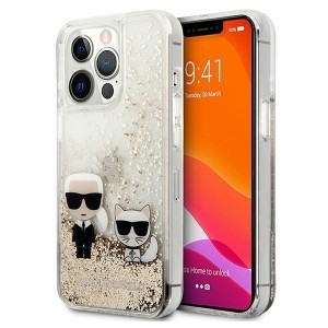 iPhone 13 Pro / 13 6.1'' Karl Lagerfeld Liquid Glitter Karl Choupette tok arany (KLHCP13LGKCD)