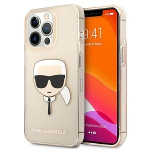 iPhone 13 Pro Max 6.7'' Karl Lagerfeld Glitter Karl`s Head tok arany (KLHCP13XKHTUGLGO)