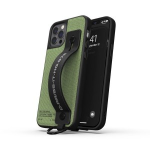 iPhone 12 / 12 Pro Diesel Utility Twill Handstrap tok pánttal fekete/ zöld