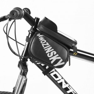 Wozinsky kerékpártáska vázra telefontartóval fekete