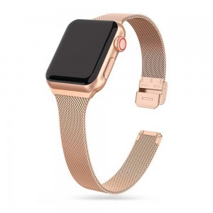 Apple Watch 4 / 5 / 6 / 7 / 8 / SE (38 / 40 / 41 mm) Tech-Protect Thin Milanes óraszíj Blush Gold