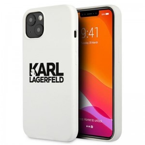 iPhone 13 Mini Karl Lagerfeld KLHCP13SSLKLWH Stack Logo szilikon tok fehér