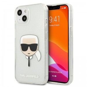 iPhone 13 Mini Karl Lagerfeld Glitter Karl`s Head tok ezüst (KLHCP13SKHTUGLS)