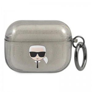 Airpods Pro 1/2 Karl Lagerfeld KLAPUKHGK Karl Head Glitter tok fekete