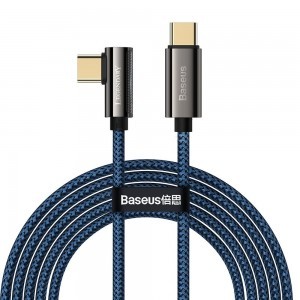 Baseus Legend 90 fokban döntött USB Type-C - USB Type-C kábel 100W 5A 2m kék (CACS000703)