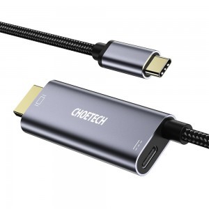Choetech HDMI Adapter USB type C (kimenet) - HDMI 4K 60Hz (kimenet) + PD 60W aljzattal 1.8m szürke (XCH-M180-GY)