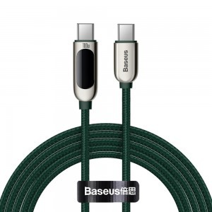 Baseus USB Type C - USB Type C kábel 100W (20V / 5A) PD kijelzővel 2m zöld (CATSK-C06)