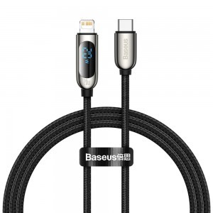 Baseus USB Type C - Lightning kábel 20W PD kijelzővel 1m fekete (CATLSK-01)