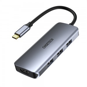 Choetech 7in1 USB Type-C HUB - 3x USB 3.2 Gen 1 / SD és TF kártyaolvasó / HDMI 4K@30Hz / USB Type-C szürke (HUB-M19)